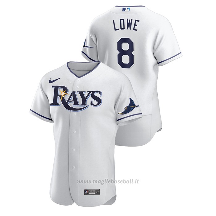 Maglia Baseball Uomo Tampa Bay Rays Brandon Lowe Autentico Bianco